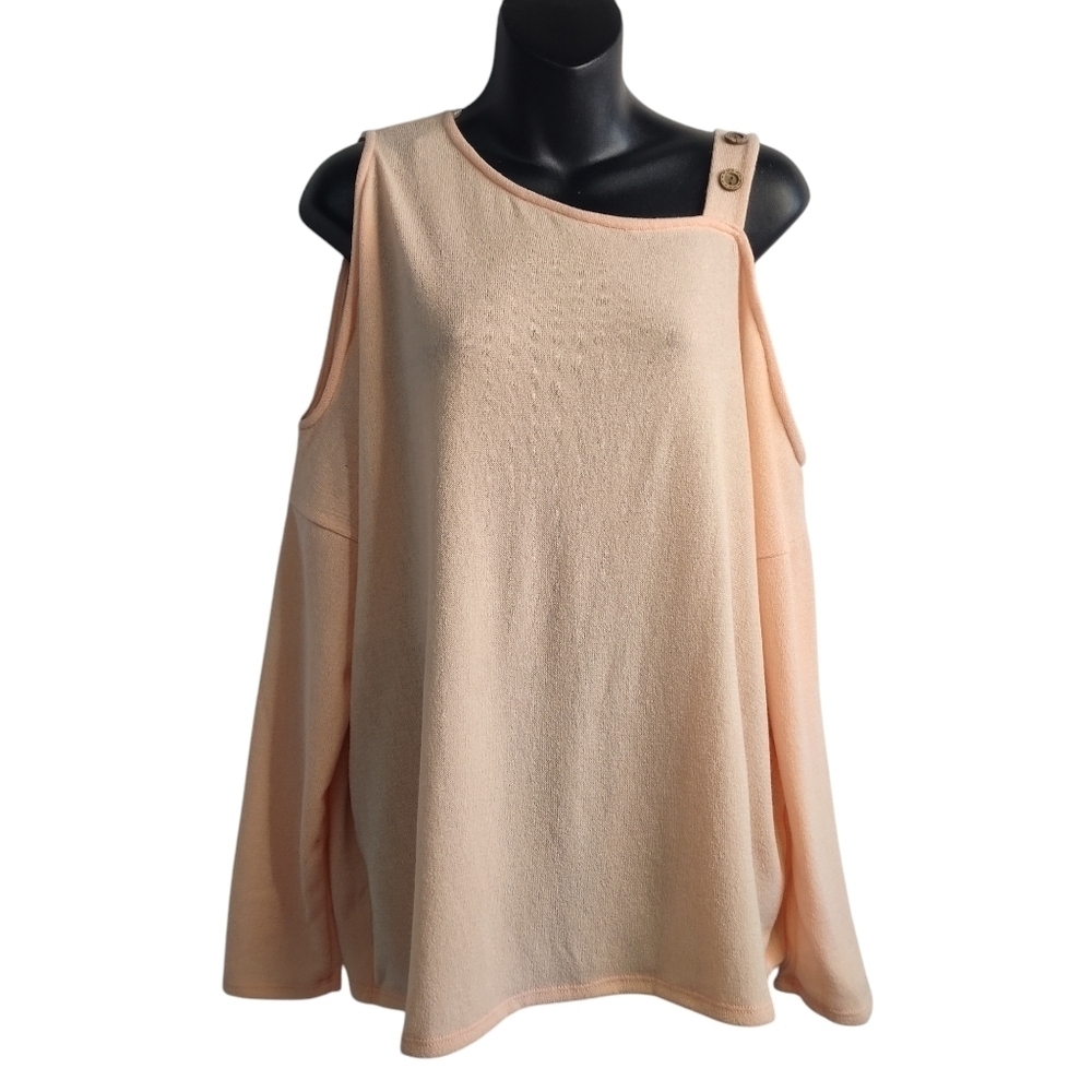 143 Story by Line Up Women's Peach Cold Shoulder Sweater Size Large NWT